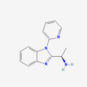 molecular formula C14H14N4 B11790509 (R)-1-(1-(Pyridin-2-YL)-1H-benzo[D]imidazol-2-YL)ethanamine 
