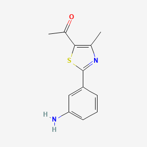 molecular formula C12H12N2OS B11791103 1-(2-(3-Aminophenyl)-4-methylthiazol-5-yl)ethanone 