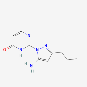 molecular formula C11H15N5O B11791243 2-(5-Amino-3-propyl-1H-pyrazol-1-yl)-6-methylpyrimidin-4(3H)-one 