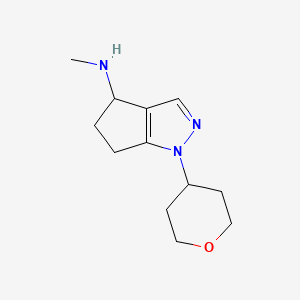 molecular formula C12H19N3O B11791251 N-Methyl-1-(tetrahydro-2H-pyran-4-yl)-1,4,5,6-tetrahydrocyclopenta[c]pyrazol-4-amine 