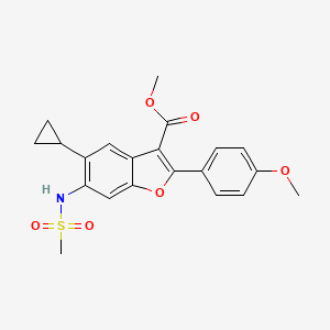 molecular formula C21H21NO6S B11791299 Methyl 5-cyclopropyl-2-(4-methoxyphenyl)-6-(methylsulfonamido)benzofuran-3-carboxylate 