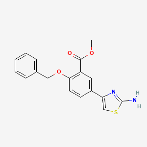 molecular formula C18H16N2O3S B11791528 Methyl 5-(2-aminothiazol-4-yl)-2-(benzyloxy)benzoate 