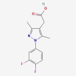molecular formula C13H12F2N2O2 B11791612 2-(1-(3,4-Difluorophenyl)-3,5-dimethyl-1H-pyrazol-4-yl)acetic acid 
