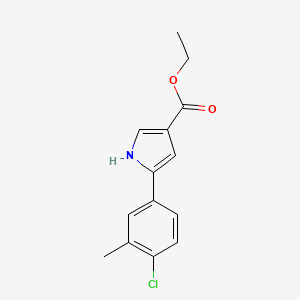 molecular formula C14H14ClNO2 B11791723 Ethyl 5-(4-chloro-3-methylphenyl)-1H-pyrrole-3-carboxylate 