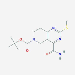 molecular formula C14H20N4O3S B11791752 Tert-butyl 4-carbamoyl-2-(methylthio)-7,8-dihydropyrido[4,3-D]pyrimidine-6(5H)-carboxylate 