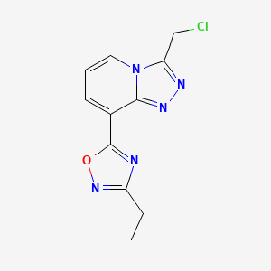 molecular formula C11H10ClN5O B11792029 5-(3-(Chloromethyl)-[1,2,4]triazolo[4,3-a]pyridin-8-yl)-3-ethyl-1,2,4-oxadiazole 