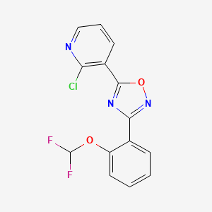 molecular formula C14H8ClF2N3O2 B11792313 5-(2-Chloropyridin-3-yl)-3-(2-(difluoromethoxy)phenyl)-1,2,4-oxadiazole 