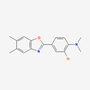 molecular formula C17H17BrN2O B11792334 2-Bromo-4-(5,6-dimethylbenzo[d]oxazol-2-yl)-N,N-dimethylaniline 