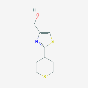molecular formula C9H13NOS2 B11792352 (2-(Tetrahydro-2H-thiopyran-4-yl)thiazol-4-yl)methanol 