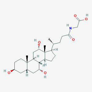 molecular formula C26H43NO6 B117925 2-[[(4R)-4-[(3S,5S,7R,8R,9S,10S,12S,13R,14S,17R)-3,7,12-Trihydroxy-10,13-dimethyl-2,3,4,5,6,7,8,9,11,12,14,15,16,17-tetradecahydro-1H-cyclopenta[a]phenanthren-17-yl]pentanoyl]amino]acetic acid CAS No. 107589-98-0