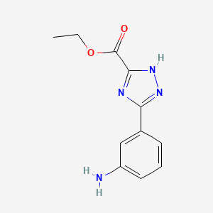 molecular formula C11H12N4O2 B11792555 ethyl 3-(3-aminophenyl)-1H-1,2,4-triazole-5-carboxylate 