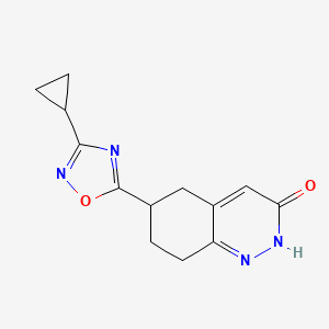 molecular formula C13H14N4O2 B11792556 6-(3-Cyclopropyl-1,2,4-oxadiazol-5-yl)-5,6,7,8-tetrahydrocinnolin-3(2H)-one 