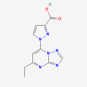 molecular formula C11H10N6O2 B11792638 1-(5-Ethyl-[1,2,4]triazolo[1,5-a]pyrimidin-7-yl)-1H-pyrazole-3-carboxylic acid 