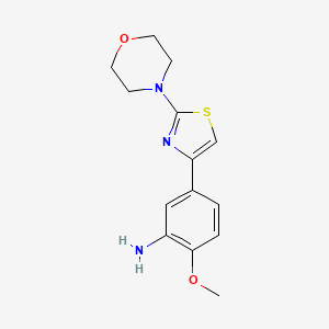 molecular formula C14H17N3O2S B11792777 2-Methoxy-5-(2-morpholinothiazol-4-yl)aniline 