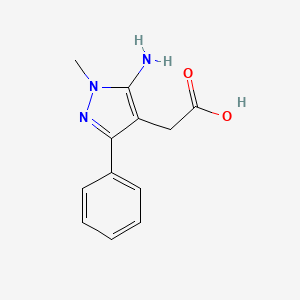 molecular formula C12H13N3O2 B11792910 2-(5-Amino-1-methyl-3-phenyl-1H-pyrazol-4-yl)acetic acid 