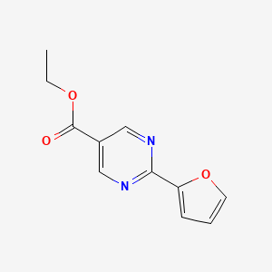 molecular formula C11H10N2O3 B11792969 Ethyl 2-(furan-2-YL)pyrimidine-5-carboxylate 