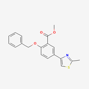 molecular formula C19H17NO3S B11793235 Methyl 2-(benzyloxy)-5-(2-methylthiazol-4-yl)benzoate 