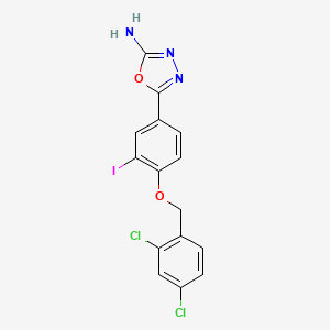 molecular formula C15H10Cl2IN3O2 B11793247 5-(4-((2,4-Dichlorobenzyl)oxy)-3-iodophenyl)-1,3,4-oxadiazol-2-amine 