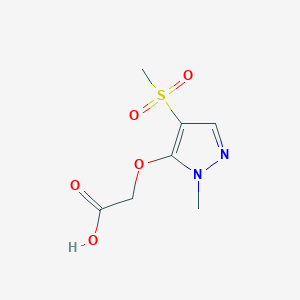 molecular formula C7H10N2O5S B11793324 2-((1-Methyl-4-(methylsulfonyl)-1H-pyrazol-5-yl)oxy)acetic acid 