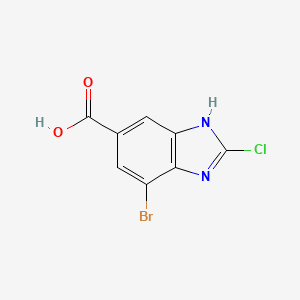 molecular formula C8H4BrClN2O2 B11793346 7-Bromo-2-chloro-1H-benzo[d]imidazole-5-carboxylic acid 