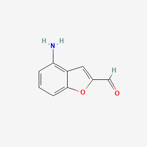 molecular formula C9H7NO2 B11793545 4-Aminobenzofuran-2-carbaldehyde 