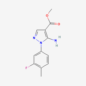molecular formula C12H12FN3O2 B11793553 Methyl 5-amino-1-(3-fluoro-4-methylphenyl)-1H-pyrazole-4-carboxylate 