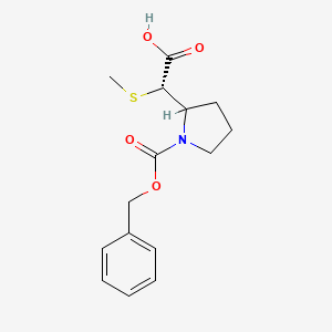 molecular formula C15H19NO4S B11793561 (2S)-2-(1-((Benzyloxy)carbonyl)pyrrolidin-2-yl)-2-(methylthio)acetic acid 