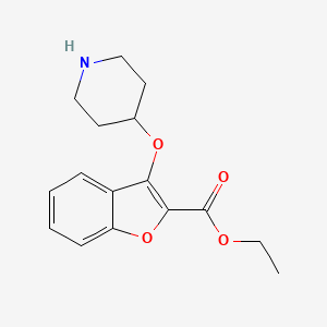 molecular formula C16H19NO4 B11793776 Ethyl 3-(piperidin-4-yloxy)benzofuran-2-carboxylate 