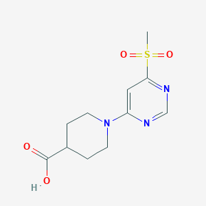 molecular formula C11H15N3O4S B11793832 1-(6-(Methylsulfonyl)pyrimidin-4-yl)piperidine-4-carboxylic acid 