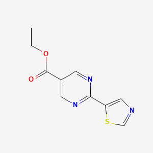 molecular formula C10H9N3O2S B11793928 Ethyl 2-(thiazol-5-YL)pyrimidine-5-carboxylate 