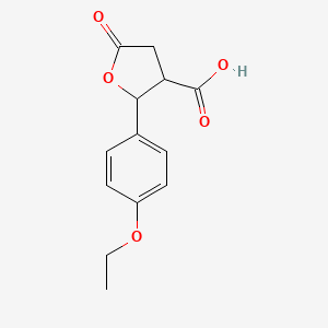 molecular formula C13H14O5 B11793959 2-(4-Ethoxyphenyl)-5-oxotetrahydrofuran-3-carboxylic acid 