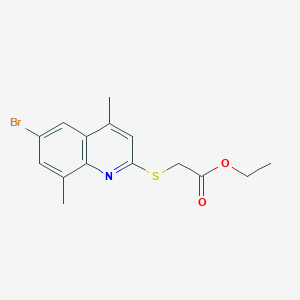 molecular formula C15H16BrNO2S B11794020 Ethyl 2-((6-bromo-4,8-dimethylquinolin-2-yl)thio)acetate 