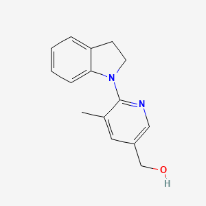 molecular formula C15H16N2O B11794021 (6-(Indolin-1-yl)-5-methylpyridin-3-yl)methanol 