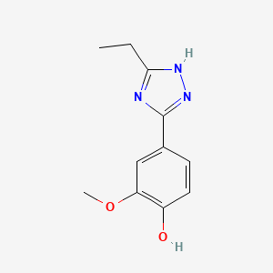 molecular formula C11H13N3O2 B11794036 4-(3-Ethyl-1H-1,2,4-triazol-5-yl)-2-methoxyphenol 