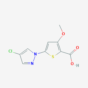 molecular formula C9H7ClN2O3S B11794046 5-(4-Chloro-1H-pyrazol-1-yl)-3-methoxythiophene-2-carboxylic acid 