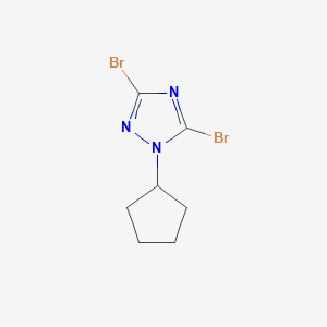molecular formula C7H9Br2N3 B11794090 3,5-Dibromo-1-cyclopentyl-1H-1,2,4-triazole 