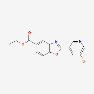 molecular formula C15H11BrN2O3 B11794255 Ethyl 2-(5-bromopyridin-3-yl)benzo[d]oxazole-5-carboxylate 