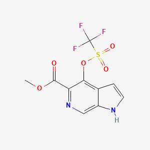 molecular formula C10H7F3N2O5S B11794272 Methyl 4-(((trifluoromethyl)sulfonyl)oxy)-1H-pyrrolo[2,3-c]pyridine-5-carboxylate 