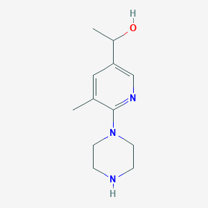 molecular formula C12H19N3O B11794289 1-(5-Methyl-6-(piperazin-1-yl)pyridin-3-yl)ethanol 