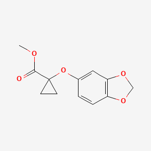 molecular formula C12H12O5 B11794353 Methyl 1-(benzo[d][1,3]dioxol-5-yloxy)cyclopropanecarboxylate 
