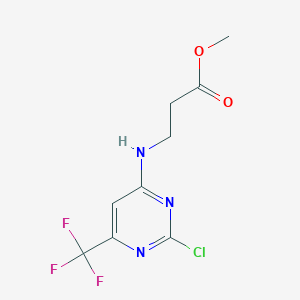 molecular formula C9H9ClF3N3O2 B11794379 Methyl 3-((2-chloro-6-(trifluoromethyl)pyrimidin-4-yl)amino)propanoate 