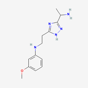 molecular formula C13H19N5O B11794425 N-(2-(5-(1-Aminoethyl)-1H-1,2,4-triazol-3-yl)ethyl)-3-methoxyaniline 