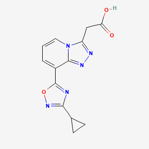 molecular formula C13H11N5O3 B11794434 2-(8-(3-Cyclopropyl-1,2,4-oxadiazol-5-yl)-[1,2,4]triazolo[4,3-a]pyridin-3-yl)acetic acid 