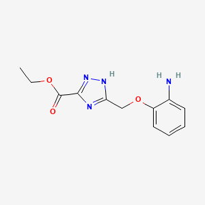 molecular formula C12H14N4O3 B11794450 Ethyl 3-((2-aminophenoxy)methyl)-1H-1,2,4-triazole-5-carboxylate 