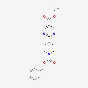 molecular formula C20H23N3O4 B11794551 Ethyl 2-(1-((benzyloxy)carbonyl)piperidin-4-YL)pyrimidine-5-carboxylate 