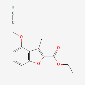 molecular formula C15H14O4 B11794612 Ethyl 3-methyl-4-(prop-2-yn-1-yloxy)benzofuran-2-carboxylate 