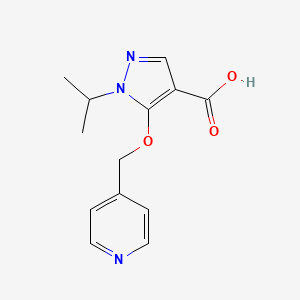 molecular formula C13H15N3O3 B11794677 1-Isopropyl-5-(pyridin-4-ylmethoxy)-1H-pyrazole-4-carboxylic acid CAS No. 1437433-29-8