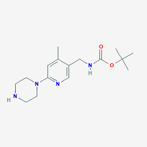 molecular formula C16H26N4O2 B11794692 tert-Butyl ((4-methyl-6-(piperazin-1-yl)pyridin-3-yl)methyl)carbamate 