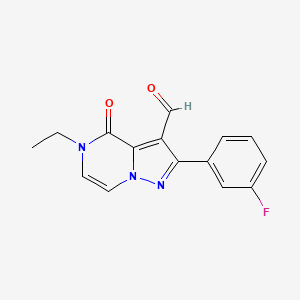 molecular formula C15H12FN3O2 B11794731 5-Ethyl-2-(3-fluorophenyl)-4-oxo-4,5-dihydropyrazolo[1,5-a]pyrazine-3-carbaldehyde 
