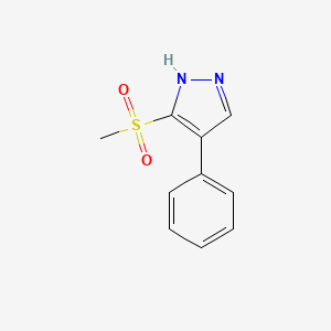 molecular formula C10H10N2O2S B11794737 3-(Methylsulfonyl)-4-phenyl-1H-pyrazole 